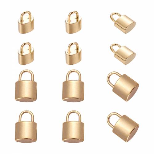 Nbeads 304 Stainless Steel Charms - Padlock - Golden - 125~155x75~95x45~5mm - Hole: 3x45mm - 12pcs/box