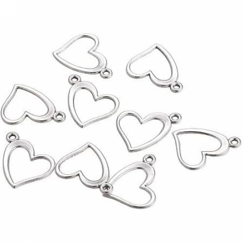PandaHall Elite 50pcs Heart Pendants Charms Antique Silver Tibetan Style Jewelry Charms Alloy Heart Pendants for Bracelets Necklace Jewelry Making...