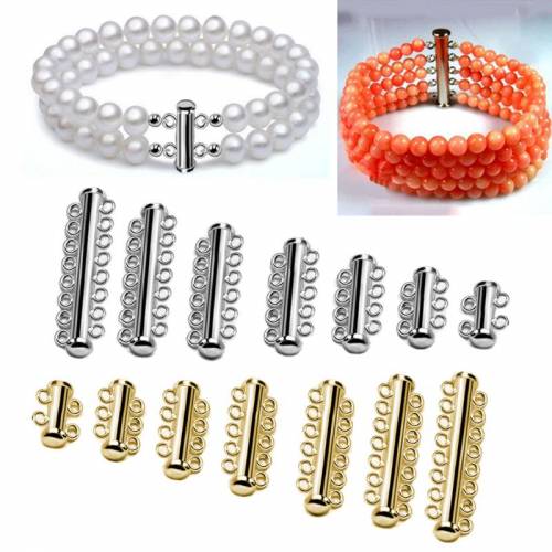 10Pcs Layered Bracelet Necklaces Slide Strong Magnetic Clasps Tubes Lock Rhodium Plated Buckle Hook Jewelry Findings