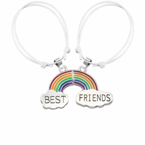2 Pcs Best Friend Rainbow Couple Bracelet Adjustable Boy Girls Friendship Hand Bracelet Lucky Red Black Rope Women Men Jewelry