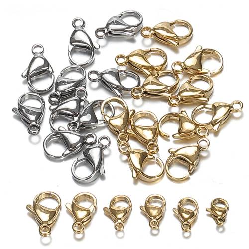 20pcs 9/10/12/15mm Stainless Steel Lobster Clasps Jewelry Finding DIY Clasp Hooks Necklace & Bracelet Chain Jewelry Components