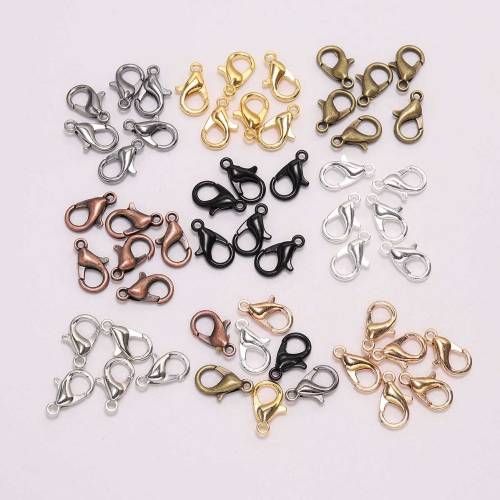 50pcs/lot 12*6mm Jewelry Findings Alloy Antique Bronze Gold Lobster Clasp Hooks For DIY Necklace Bracelet Chain Accessory