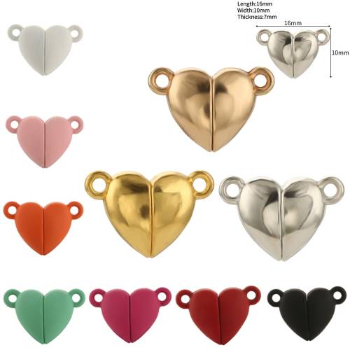 5Sets/Lot Matte Metal Magnet Buckle Love Heart Shape Magnetic Clasps Couple Bracelet Necklace DIY Accessories For Jewelry Making
