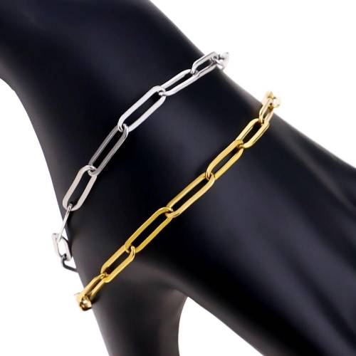 Aiovlo Stainless Steel Adjustable 4mm Chain Bracelets Gold Oval Squash Bracelet Simple Hip Hop Jewelry for Women Men Gifts