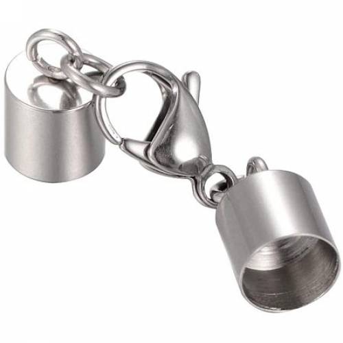 Arricraft 20 Sets 42mm Stainless Steel Lobster Claw Clasps with Cord End Caps Integral Clasp for Jewelry Making