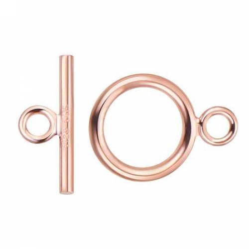 BENECREAT 2 Sets 14K Rose Gold Filled Toggle Clasp Flat Round Toggle Clasp for Necklace Bracelet Jewelry Making - 12x9mm