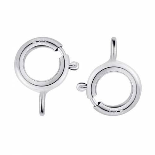 BENECREAT 30 PCS Sterling Silver Spring Ring Round Clasps for Necklace & Bracelet DIY Making(8x6x1mm - Hole: 1mm)
