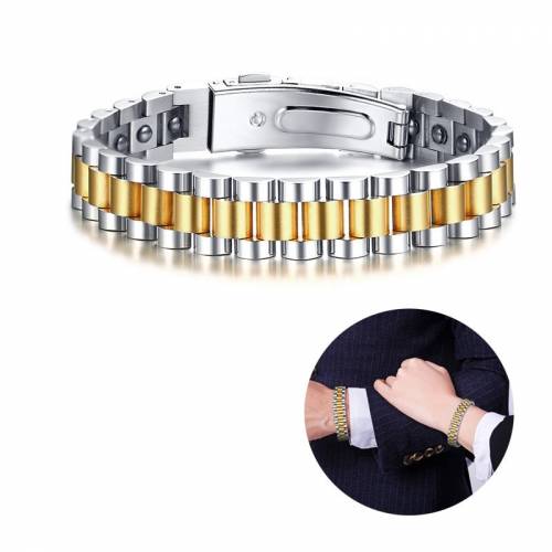 Black hematite therapy watchband bracelet for men stainless steel link bracelets gift for him her
