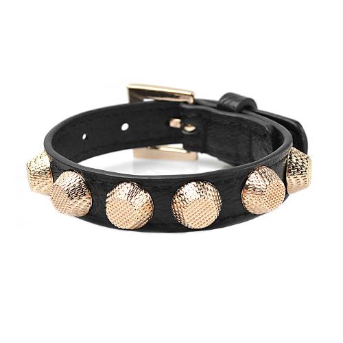 Fashion punk jewelry for women High Quality Gold Alloy Rivet Bracelet black leather bracelet For Male Accessories Gift