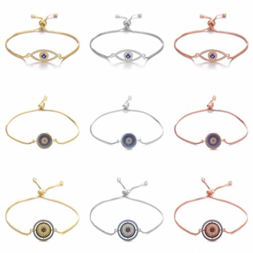 Juya Olho Grego Evil Eye Bracelet Supplies Hand made Gold/Rose Gold Adjustable Bracelets Greek Eye Charm Bracelets For Women Men