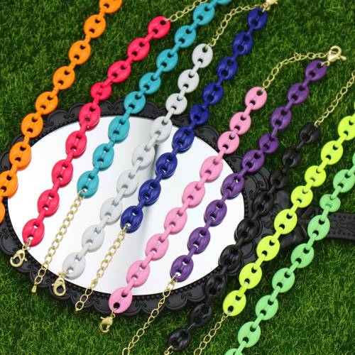 Multicolor Enamel Coffee Bean Bracelet Girl Origin Handmade Jewelry Pig Nose Rope Chain Bracelets arcoiris pulsera grano de cafe