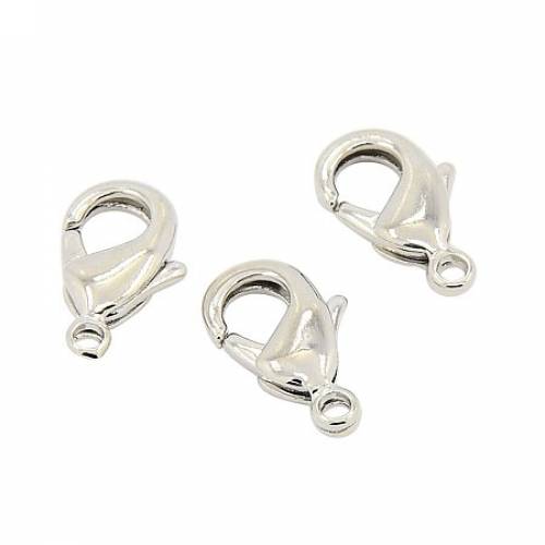 NBEADS 200 Pcs Grade AA Brass Lobster Claw Clasps for Jewelry Necklace Bracelet Making - Cadmium Free & Nickel Free & Lead Free - Platinum -...