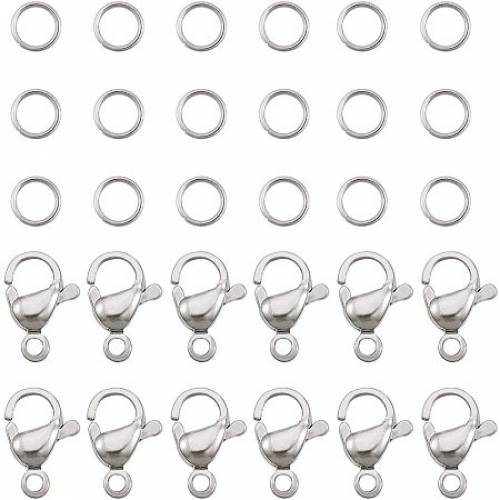 PandaHall Elite 120 pcs 7mm 304 Stainless Steel Jump Rings with 60pcs Lobster Claw Clasps for Earring Bracelet Necklace Pendants Jewelry DIY Craft...