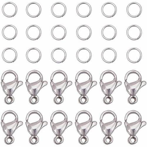 PandaHall Elite 300 pcs 44mm 304 Stainless Steel Jump Rings with 100pcs Lobster Claw Clasps for Earring Bracelet Necklace Pendants Jewelry DIY Craft...