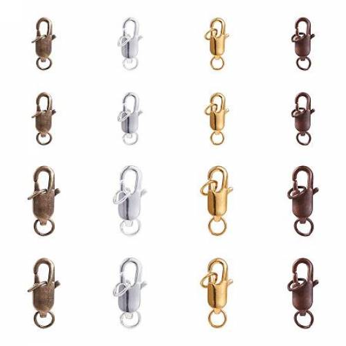 PandaHall Elite 80pcs 2 Sizes 4 Colors Brass Lobster Claw Clasps Chain Connector for Bracelet Necklace DIY Craft Making Jewelry Findings - Antique...