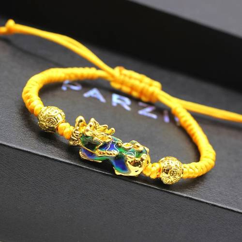 Pixiu Braided Bracelet Temperature Change Color Lucky Warrior Force Pixiu Braided Rope Energy Bracelet and Bracelet for Men