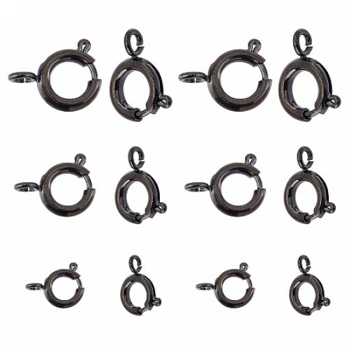 UNICRAFTALE 304 Stainless Steel Smooth Surface Spring Ring Clasps - Electrophoresis Black - 5~77x13~18mm - Hole: 14~18mm; 4pcs/size - 12pcs/box