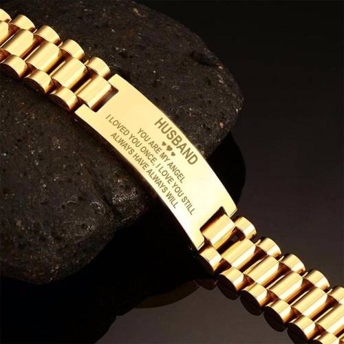 Vnox Black Men‘s Stainless Steel Engrave ID Bracelet Watch Link Design 20cm Length Multicolor Unique Meaningful Husband Gift