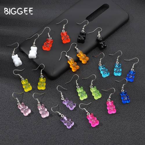 1 Pair Creative Cute Mini Gummy Bear Earrings Candy Minimalist Drop Cartoon Design Women Ear Hooks Dangle Jewelry Fine Earring