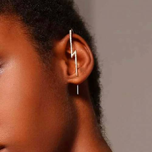 1 Pcs 2021 Fashion Crystal Piercing Lightning Hook Earrings Ear Jewelry for Women Bling Rhinestone Stud Around Zircon Earring