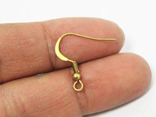 100pcs Brass earrings hooks 19mm Raw brass Earrings wires with spring ball R247