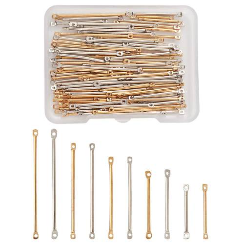 100pcs/box Mixed Color Brass Bar Links Connectors Rod Metal Earrings Findings Ear Clip Hook DIY Jewelry Necklace Accessories