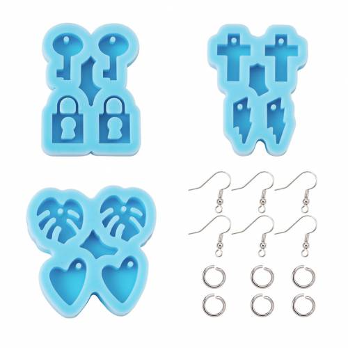 103~104pcs/Set Sky Blue Silicone Molds with Earring Hooks Jump Rings for Women Fashion Jewelry Dangle Earrings DIY Accessories
