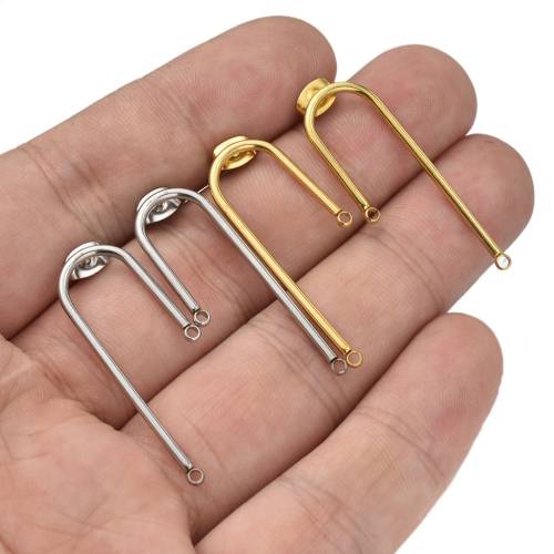 10pcs/lot Gold Stainless Steel Accessories for Earrings Base Post Components Connectors Gold Earring Parts Making Supplies Bulk