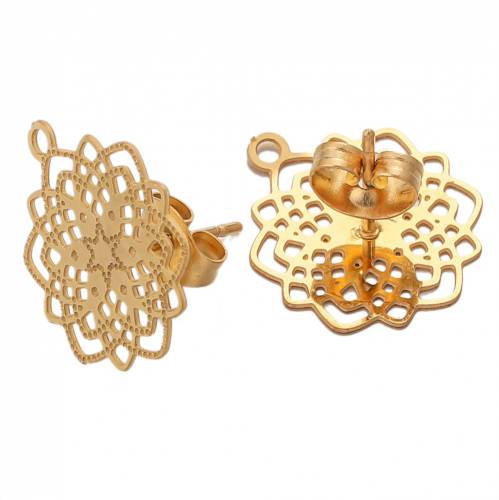10pcs/lot Gold Stainless Steel Flower Earring Back Base Hooks Connectors for DIY Earrings Jewelry Making Supplies Findings Bulk