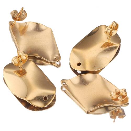 10pcs/lot Gold Stainless Steel Rhombic Oval Earrings Post Connectors Earrings Bulk DIY Jewelry Making Supplies Wholesale Craft