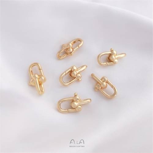 14K Gold Filled Plated U-shaped spring buckle accessories DIY bracelet necklace U-shaped chain end link earrings pendant