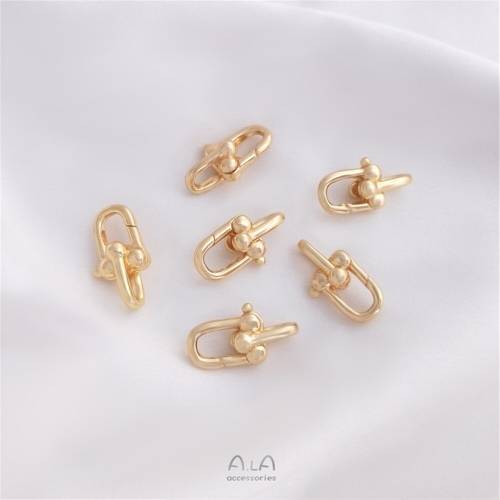 18K Gold Plating U-shaped spring buckle accessories DIY bracelet necklace U-shaped chain end link earrings pendant