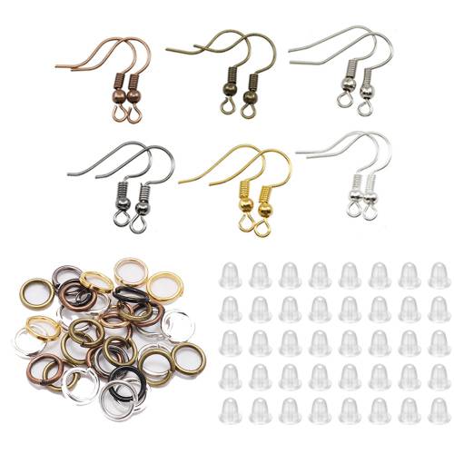 200-600Pcs/Lot Mix-color Earrings Hooks Open Jump Rings Earplugs Jewelry Making Accessories Kit Supply For DIY Earring Jewelry