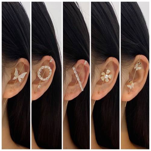 2020 New Fahion Women‘s Earrings 1PC Bohemian Butterfly Ear Wrap Crawler Hook Crystal Earrings Women Lightning Zirconia Jewelry