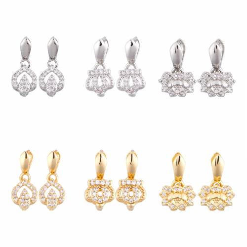 20pcs Brass Micro Pave Cubic Zirconia Ice Pick Pinch Bails Necklace Pendant Clips Clasp Hook For DIY Earrings Jewelry Making