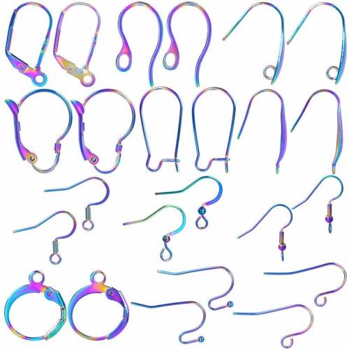20pcs/Lot Stainless Steel Earring Fish Hooks Rainbow Surgical French Ear Wires Pins for Dangle Drop Earrings Making