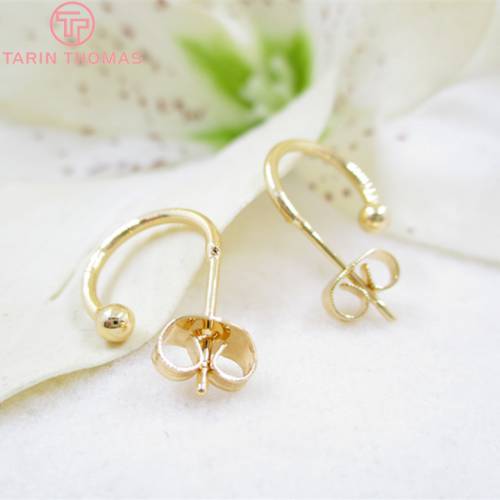 (2101)6PCS 15MM 20MM 24K Gold Color Brass Earring Hooks with Earrings Back Stopper High Quality Diy Jewelry Findings Accessories