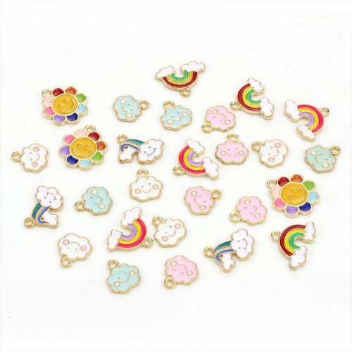 27Pcs/Set Assorted Alloy Enamel Rainbow Clouds Flower Pendant Charms for DIY Necklace Bracelet Earrings Jewelry Making Accessory