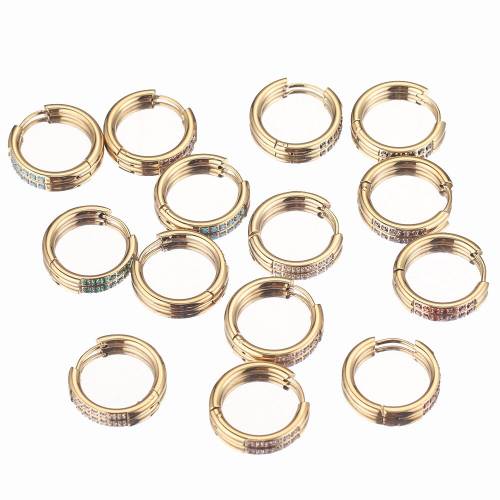2pcs Gold Crystal Stainless Steel Hoop Earrings Jewelry Punk DIY Small Earring Hooks Thickness 2mm Circle Ear Making for Women