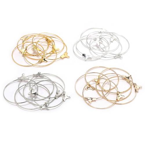 30pcs/lot 25-40mm Big Round Hoops Earrings Circle Classic Fashion Iron Ear Wires Hooks For DIY Jewelry Making Findings Supplies