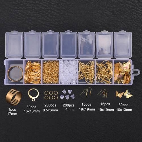 491Pcs DIY Jewelry Accessories Set For Earrings Backs Hoops Hooks Butterfly Charms Jump Rings Tools Jewelry Making Supplies Kit