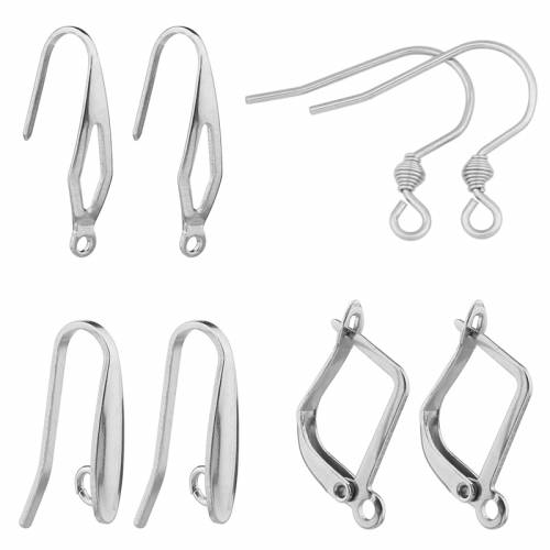 50pcs Stainless Steel Earrings Hooks 4 Models Hollow Drum Diamond U D Shape Ear Hook DIY Supplies For Jewelry Making Accessories