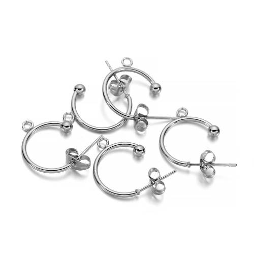 6Pcs Stainless Steel C-shaped Ear Hook Hoops Circle Ball Stud Earrings Ear Wires For DIY Earring Stud Jewelry Making Accessories