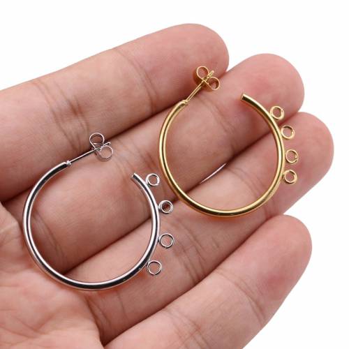 6pcs/lot 30mm Classic Fashion C Shape Small Round Loop Hoop Circle Earrings Stainless Steel Ear Wire Hooks Diy Jewelry Material