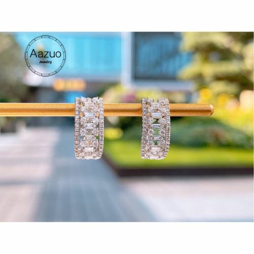Aazuo 18K Solid White Gold Real Diamonds 070ct Ladder Round Hook Earrings Gifted For Women Advanced Wedding Party