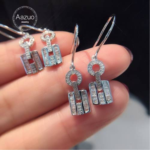 Aazuo Real 18K White Gold Real Natural Diamonds 028ct Classic Fairy Princess Hook Earrings gifted for Women Wedding Party Au750