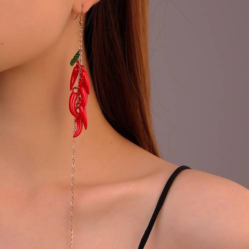 Acrylic Chili Dangle Earrings Chain Long Tassels Hook Hanging Earring Clavicle Choker Bead Necklace Women Fashion Charm Jewelry