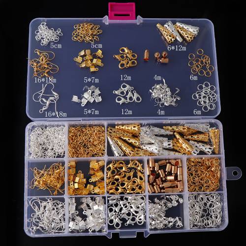 Alloy Accessories Set DIY Jewelry Findings Tool Earrings Hook Lobster Clasp Open Jump Rings Jewelry Making Supplies Kit