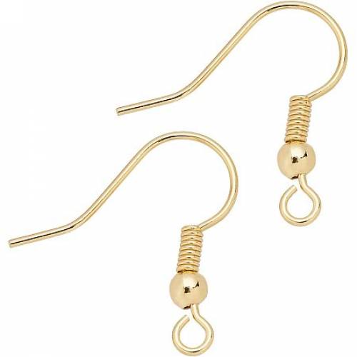 BENECREAT 20PCS 18K Gold Plated French Earring Hooks Ear Wires with Spring and Ball Dangle for DIY Jewelry Making Craft