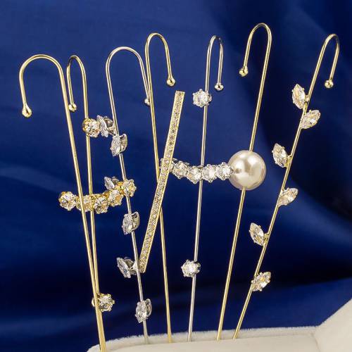 BFH Bohemian Wedding Ear Wrap Crawler Hook Earring Crystal Stud Earrings For Woman Lightning Zirconia Climber Earrings Jewelry